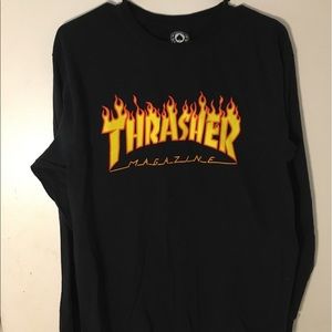 THRASHER LOGO TEE LONG SLEEVE